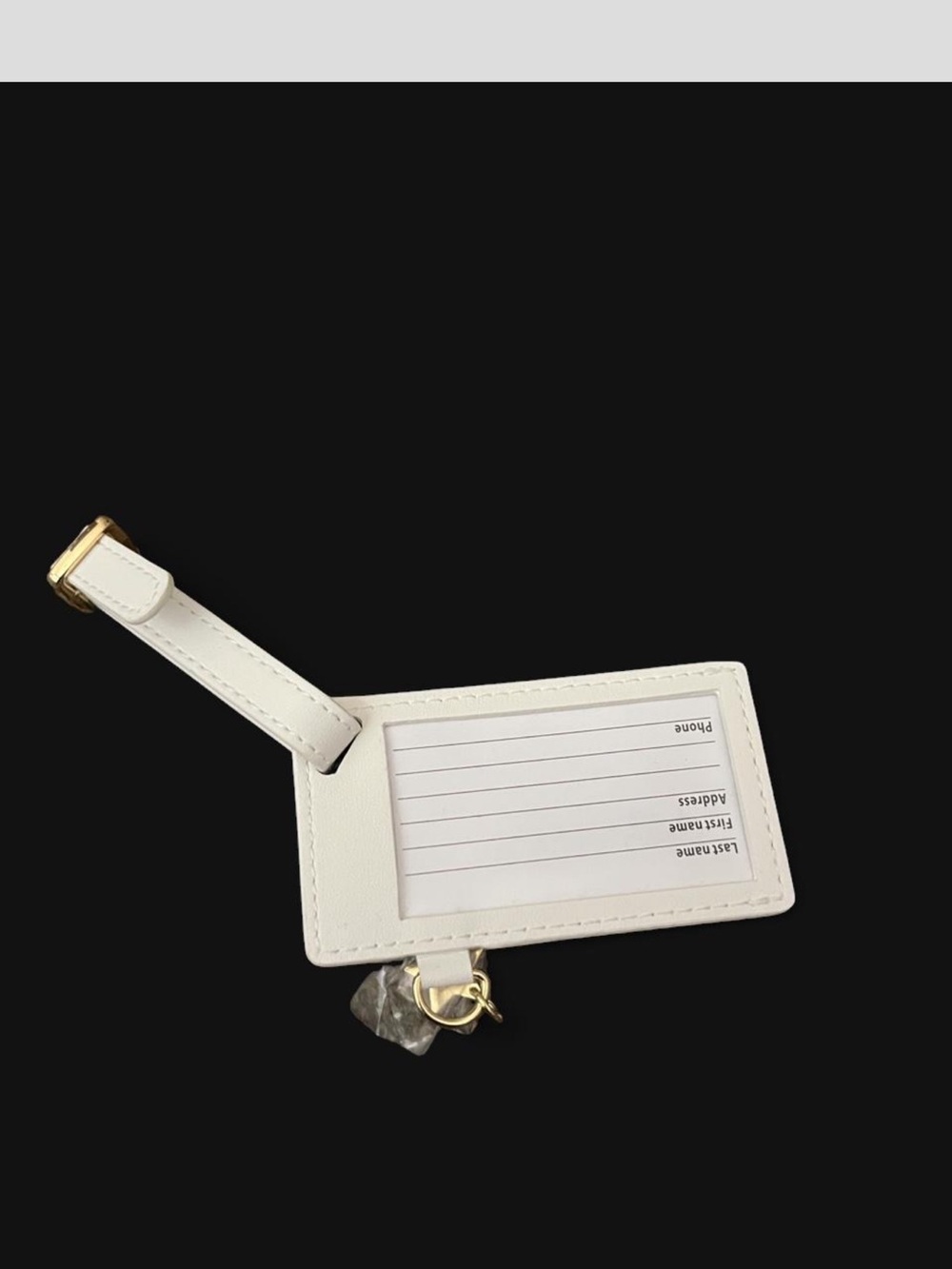 Dior White Leather Luggage Tag with Gold Hardware